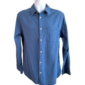 Vintage Scandia Woods Mens Cotton Seersucker Long Sleeve Shirt Sz M Outdoors